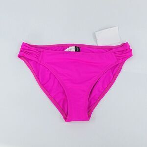 LA BLANCA Bikini Bottom Womens 14 Magenta Shirred Swimsuit Side Resort Vacation